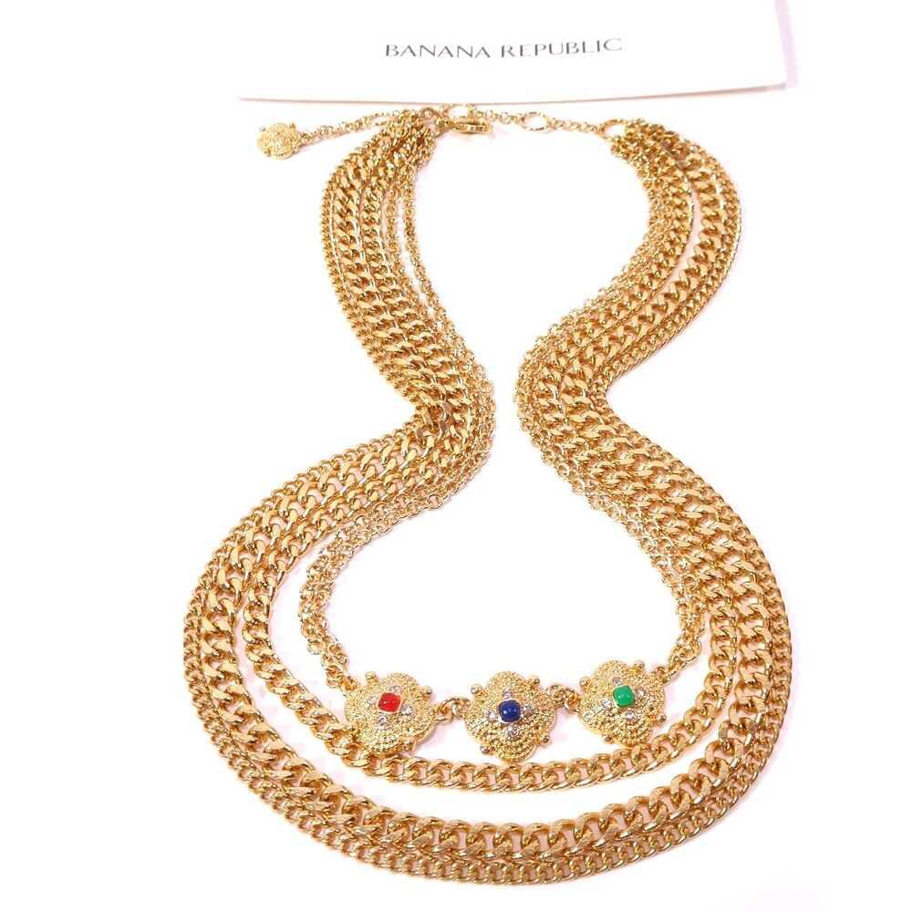 Banana Republic Women's Cleo Layered Gemstone Necklace NWT 68